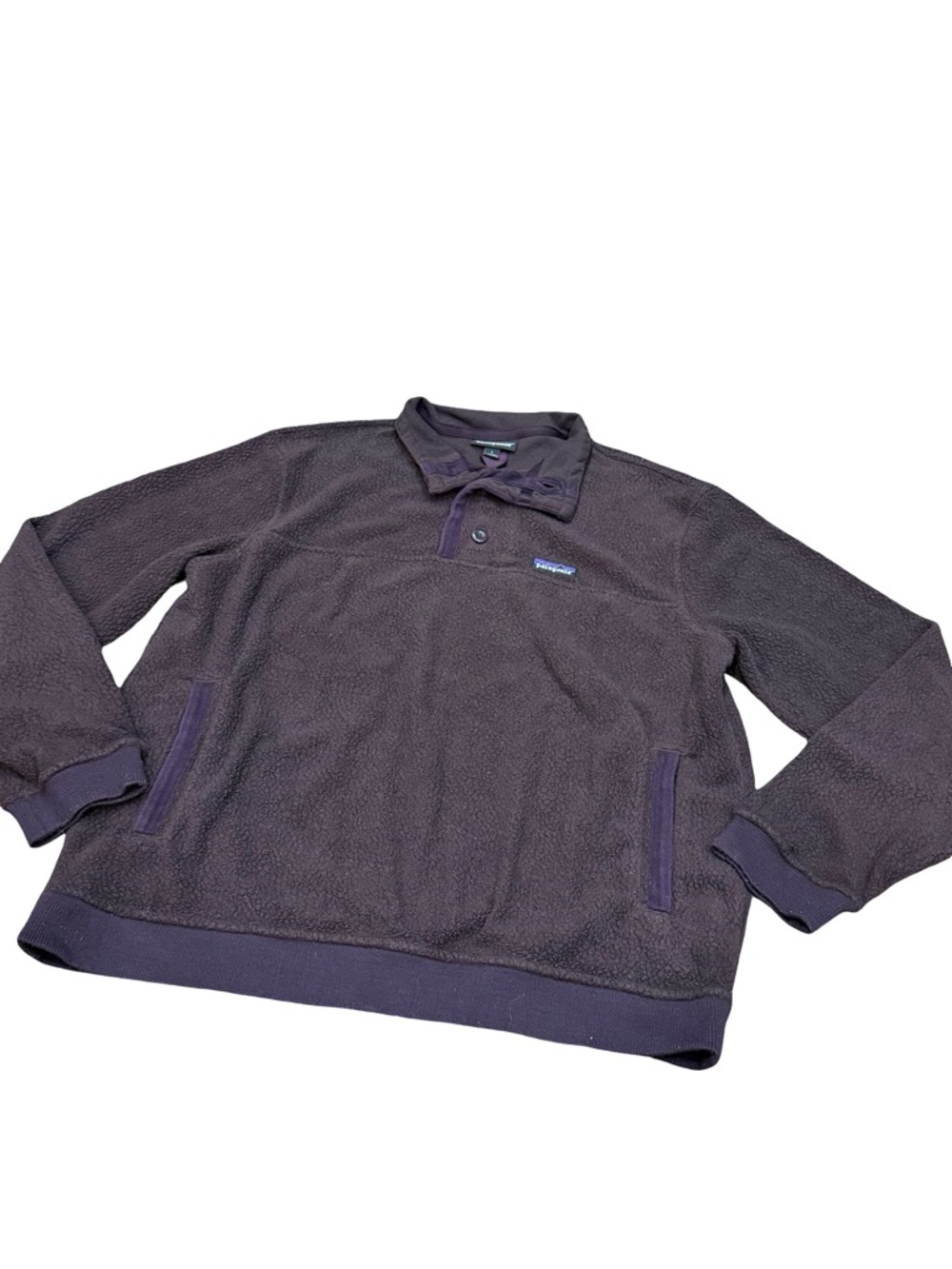 🌿Patagonia Shearling Button Fleece Pullover Size L Maroon Henley Outdoor Sherpa - Picture 4 of 12